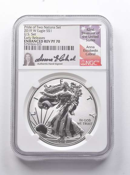 Enhanced REV PF70 2019-W American Silver Eagle Pride 2 Nat. Cabral NGC