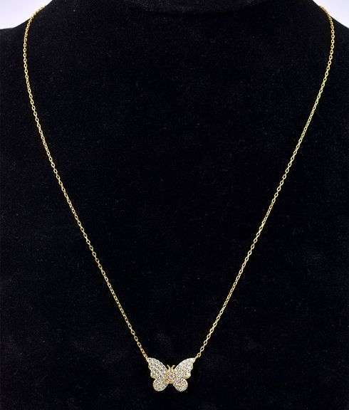 Vermeil Butterfly Necklace In Sterling Silver