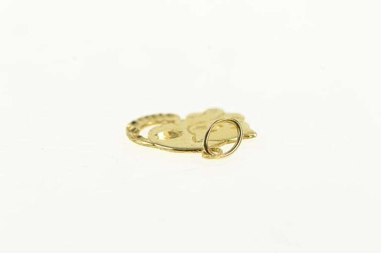 14K Yellow Gold Diamond Cut Sleeping Cat Kitty Kitten Charm/Pendant