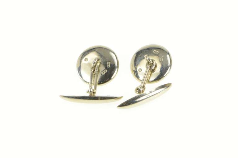 18K White Gold Mikimoto Art Deco Mother of Pearl Classic Cuff Links