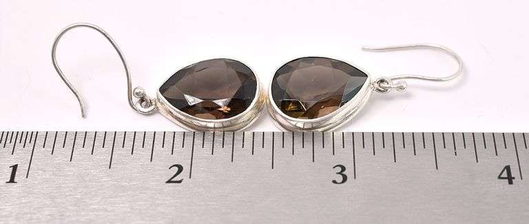 Smoky Quartz Dangle Earrings In Sterling Silver