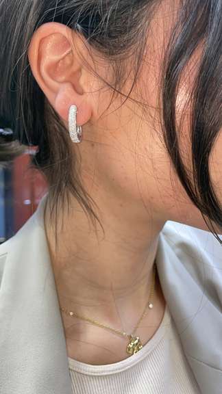 OVAL CLUSTER DIAMOND HOOPS IN 14K WHITE GOLD (1.31 CARATS T.W.)