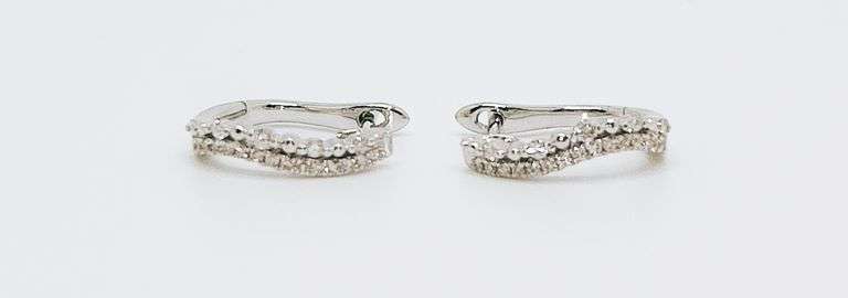 Undulating Double Row Diamond 18k White Gold Earrings