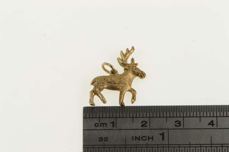 14K Yellow Gold 3D Forest Reindeer Finland Deer Caribou Charm/Pendant