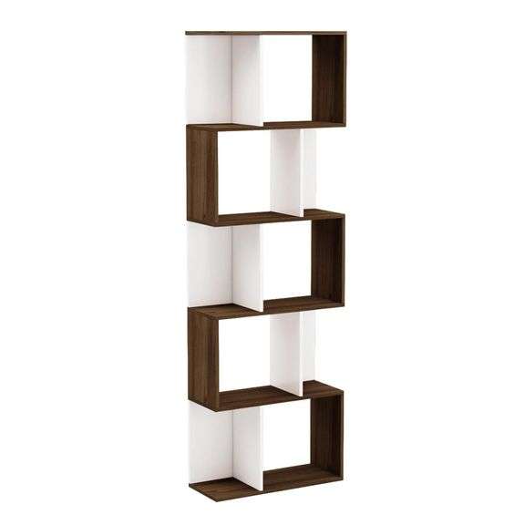 Wooden S-Shaped Bookcase Modern Display Shelves