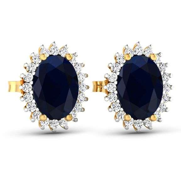 14 Kt Solid Gold 2.75 Ctw  Natural Midnight Blue Sapphire Earrings