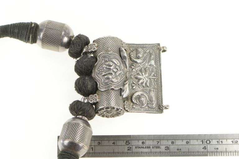 Sterling Silver Elaborate Floral Bird Tibetan Medallion Rope Necklace