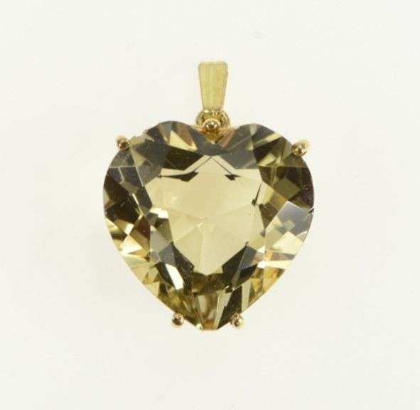 14K Yellow Gold Heart Smoky Quartz Love Symbol Statement Pendant