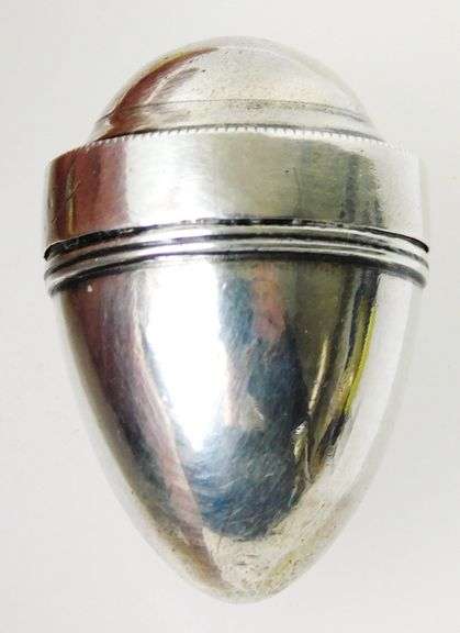 Antique Sterling Silver Egg Shaped Box