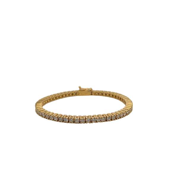 14K YELLOW GOLD TENNIS BRACELET WITH DIAMONDS