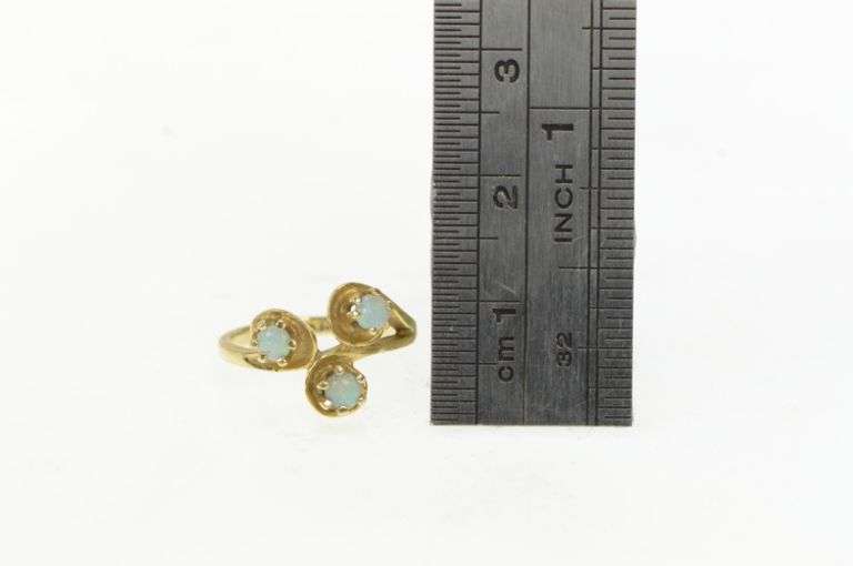 14K Yellow Gold Vintage Natural Opal Swirl Design Statement Ring