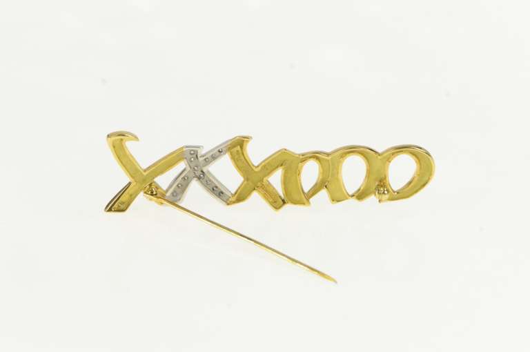 18K Yellow Gold Tiffany & Co. Paloma Picasso Diamond XO Pin/Brooch