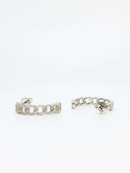 Massive 18k White Gold Diamond Studded Curb Chain Earrings