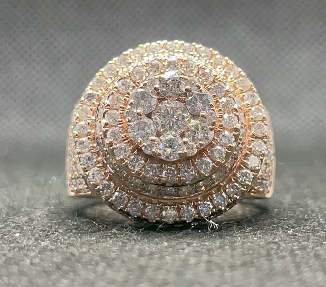 4.00 C.T. T.W. CIRCLE CHAMPIONSHIP STYLE MENS ROSE GOLD ROUND DIAMOND RING