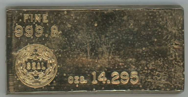 Interesting 14.295 ozs. Gold Brick Bar Fort Knox Facsimile