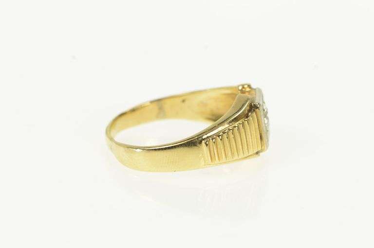 14K Yellow Gold 0.50 Ct Old European Cut Men's Diamond Ring