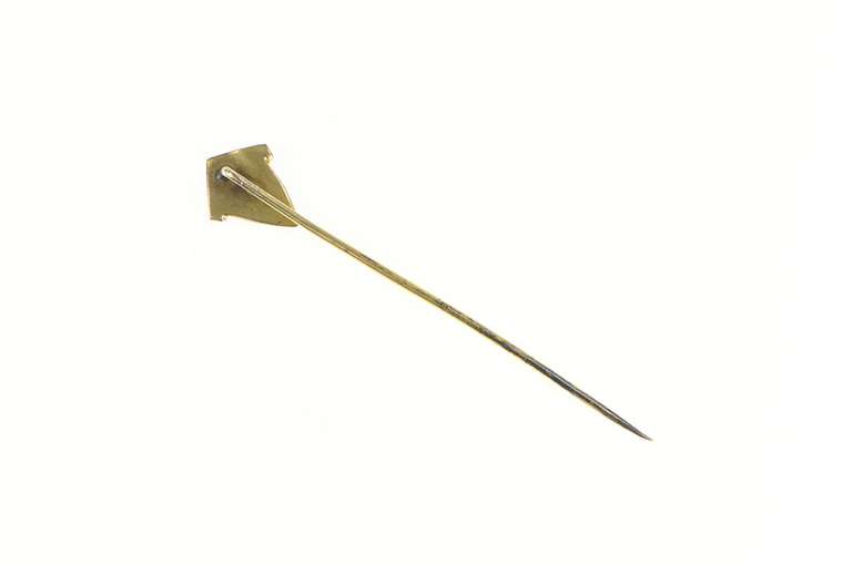 14K Yellow Gold Art Deco Diamond Ornate Geometric Stick Pin