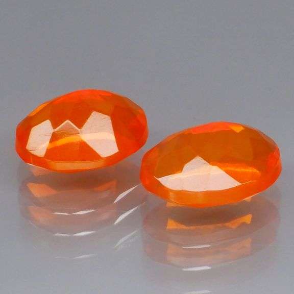 Vibrant top color 2.02ct bright orange Fire Opal pair