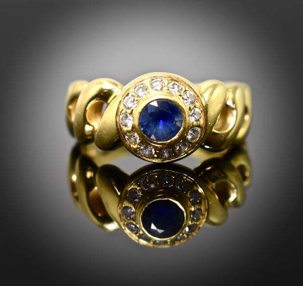 Pretty 18K Sapphire and Diamond Ring
