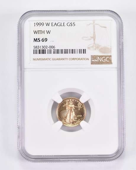 MS69 1999-W $5 American Gold Half Eagle - With W - Graded NGC
