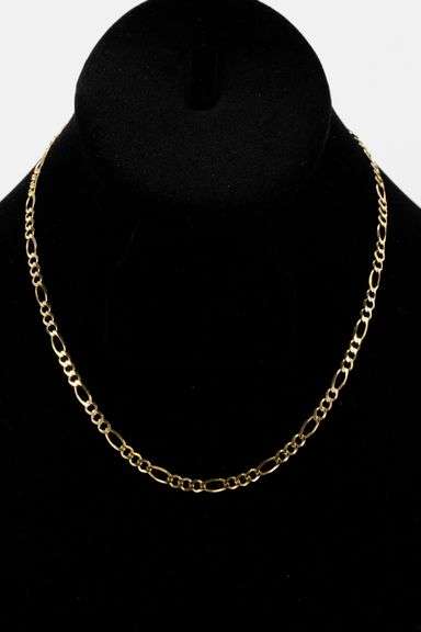 14k Yellow Gold Solid Figaro Link Chain 3.88mm Necklace 22"