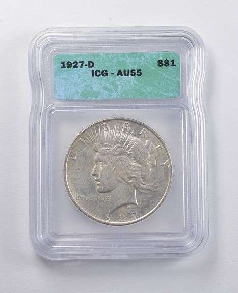 AU55 1927-D Peace Silver Dollar ICG