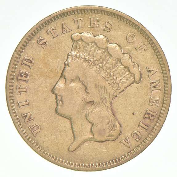 1857-S $3 Indian Princess Head Gold Three-Dollar Piece