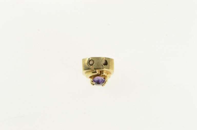 14K Yellow Gold Amethyst Victorian Style Slide Bracelet Charm/Pendant