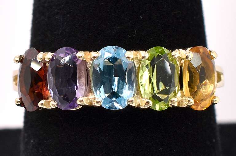 Multi-Gem Ring In 14K Yellow Gold