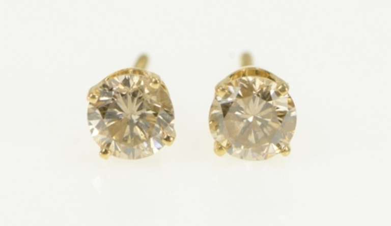 14K Yellow Gold 1.00 Ctw Diamond Solitaire Classic Stud Earrings