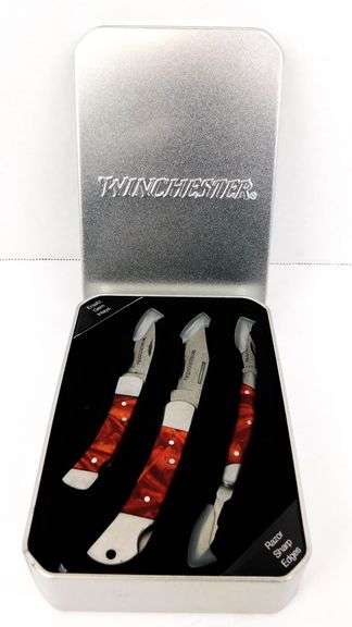 Winchester 3 Knife Set with Ersatz Gem Inlays, MIB