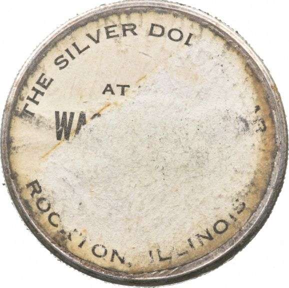 1922 Peace Silver Dollar "Wagon Wheel" Stickered Back Rockton IL