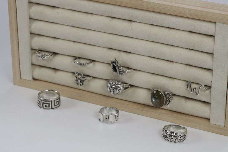 Sterling Silver Curated Ring Assortment Various Sizes & Styles (10 Ring Lot)