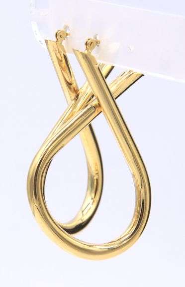 Handsome Long Gold Loop Earrings in Yellow Gold