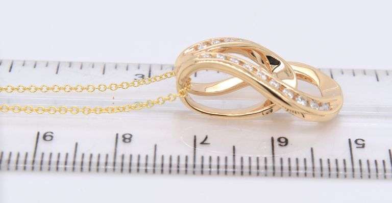 Dazzling Yellow Gold approximate 0.25ctw Channel Set Diamond Double Loop Slider Pendant on Chain