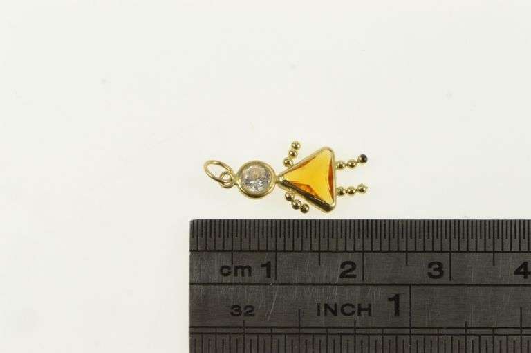 14K Yellow Gold Birthstone November Sim. Citrine Girl Charm/Pendant