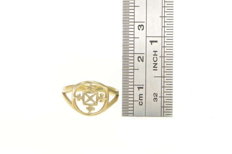 9K Yellow Gold Ornate Geometric Filigree Vintage Statement Ring