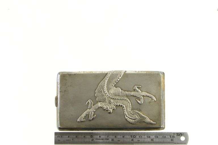 Sterling Silver Chinese Dragon Vintage Cigarette Case Fine Silver