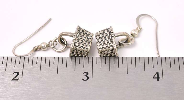 Basket Dangle Earrings In Sterling Silver
