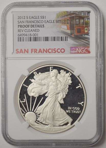 2012 S American Silver Eagle PF Details Reverse Cleaned