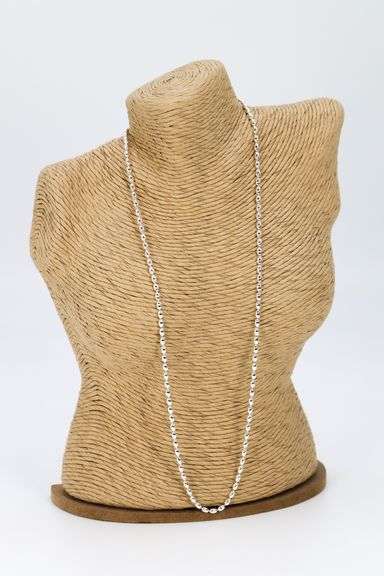 Sterling Silver Italian Oval Ball Bead Chain 3mm 925 Italy Dog Tag Necklace 30"