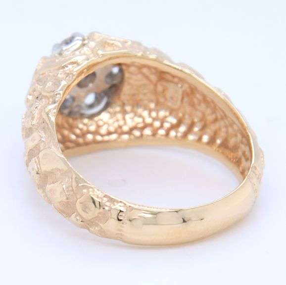 Incredible Yellow Gold Diamond Cluster Men's Ring