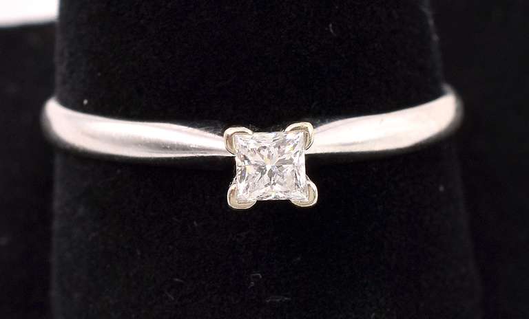 Solitaire Diamond Ring In 14K White Gold
