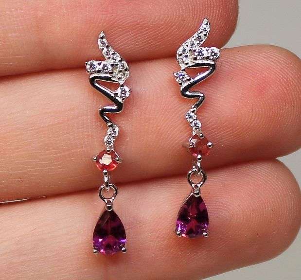 Amazing Rhodolite Garnet and Tourmaline earrings