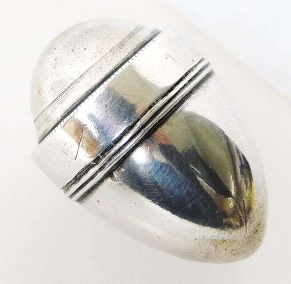 Antique Sterling Silver Egg Shaped Box