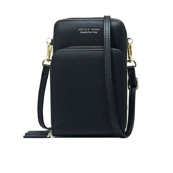 Artificial Leather Multi-compartment Crossbody Bag