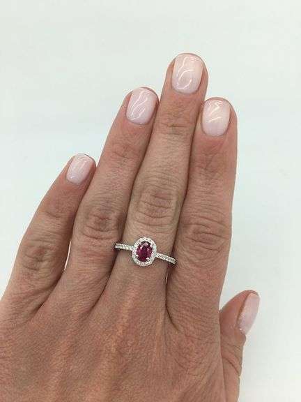 Oval Ruby & Diamond Halo Ring