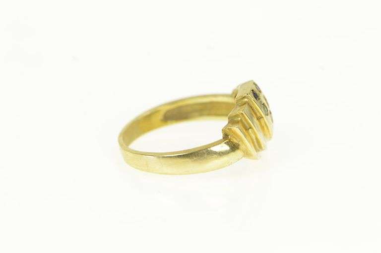 14K Yellow Gold Natural Emerald Ruby Sapphire Scalloped Band Ring