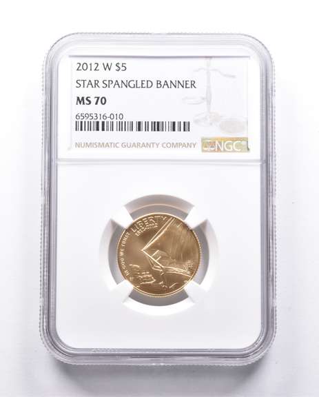 MS70 2012-W $5 Star Spangled Banner Commemorative Gold Coin NGC