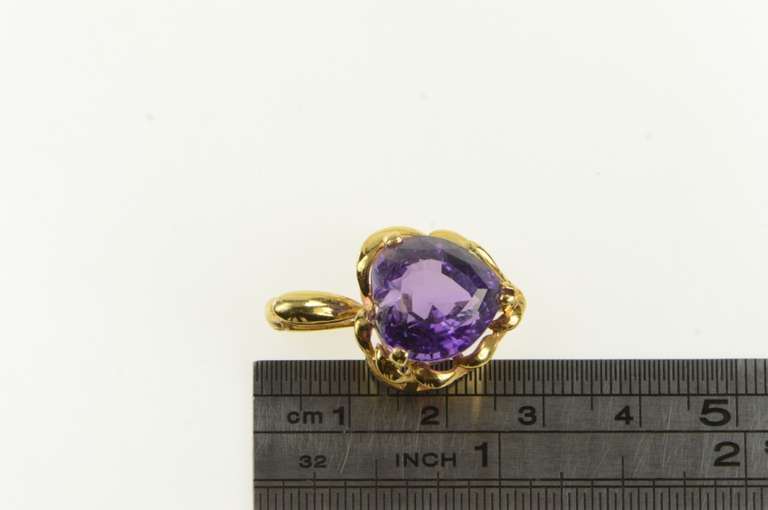 14K Yellow Gold Heart Amethyst Love Symbol Statement Pendant